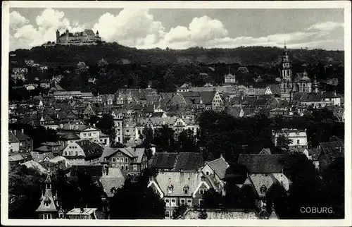 Ak Coburg in Oberfranken, Panorama vom Ort mit Burg