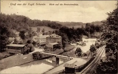 Ak Rentzschmühle Pöhl im Vogtland, Blick auf die Rentschmühle, Panorama