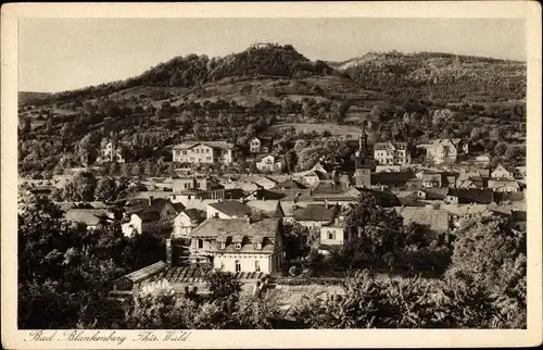 Ak Bad Blankenburg in Thüringen, Panoramaansicht vom Ort mit Ruine Greifenstein