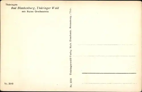 Ak Bad Blankenburg in Thüringen, Panoramaansicht vom Ort mit Ruine Greifenstein