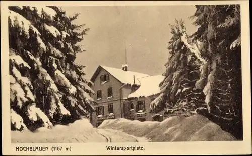 Ak Blauen Badenweiler am Schwarzwald, Wintersportplatz, Hotel Hochblauen, Winter