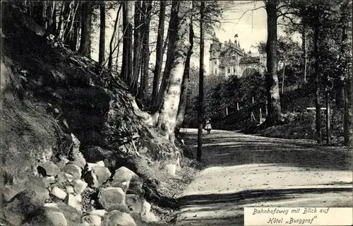 Ak Tecklenburg in Nordrhein Westfalen, Bahnhofsweg mit Blick auf Hotel Burggraf