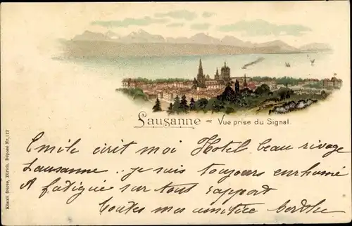 Litho Lausanne Kt. Waadt Schweiz, Vue prise du Signal