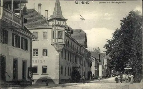 Ak Königsfeld im Schwarzwald Baar Kreis, Gasthof der Brüdergemeine, Straßenansicht