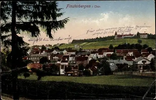 Ak Finsterbergen Friedrichroda Thüringen, Panoramaansicht vom Ort