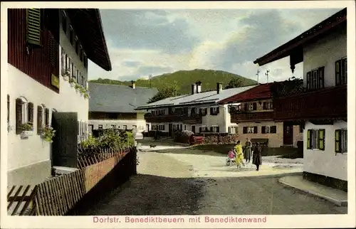 Ak Benediktbeuern in Oberbayern, Dorfstraße, Benediktenwand