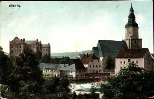 Ak Döbeln in Sachsen, Teilansicht vom Ort, Kirche