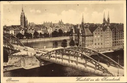 Ak Hansestadt Bremen, Weserpartie an der Kaiserbrücke