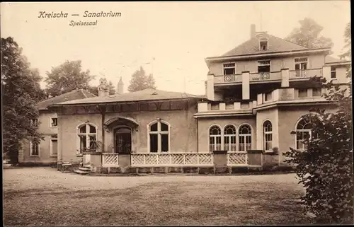 Ak Kreischa im Erzgebirge, Sanatorium, Gartenpartie am Speisesaal