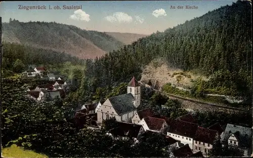 Ak Ziegenrück am Schiefergebirge Thüringen, Partie an der Kirche
