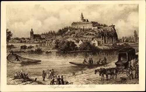 Künstler Ak Siegburg im Rhein Sieg Kreis, Historische Ansicht von der Stadt im Jahr 1850