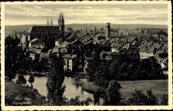 Ak Hof an der Saale Oberfranken Bayern, Blick auf die Stadt 0