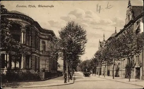 Ak Landau Rheinland Pfalz, Blick in die Rheinstraße