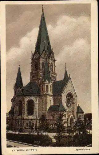 Ak Kaiserslautern in Rheinland Pfalz, Apostelkirche, Außenansicht