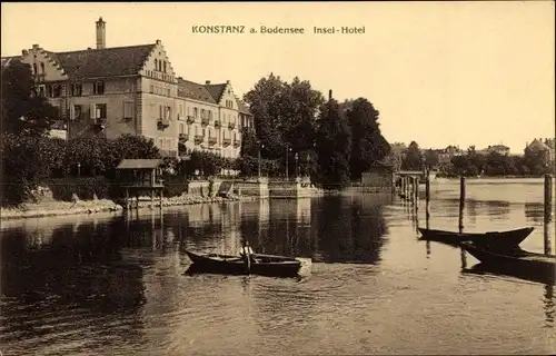 Ak Konstanz am Bodensee, Ruderpartie zum Inselhotel