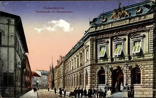 Ak Kaiserslautern in Rheinland Pfalz, Theaterstraße mit Hauptpostamt