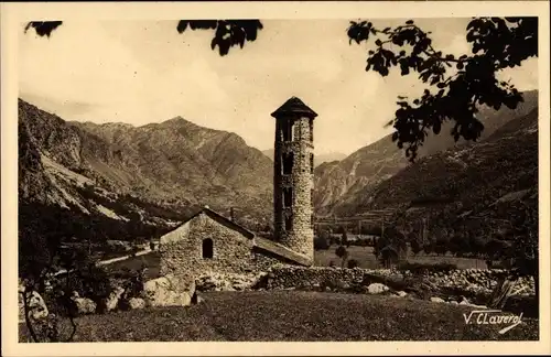 Ak Valls d'Andorra, Campanar romanic de Santa Coloma
