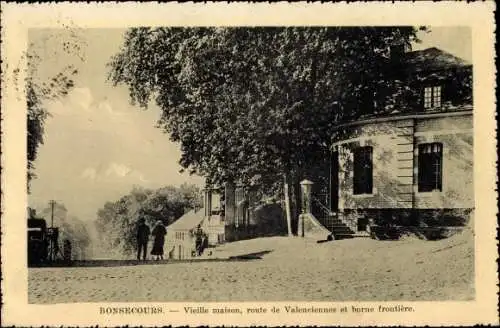 Ak Bonsecours Seine Maritime, Vieille maison, Straßenpartie