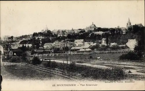 Ak Montdidier Somme, Vue Générale, Totalansicht der Ortschaft, Bahnschienen