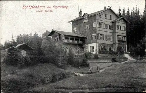 Ak Manebach Ilmenau Thüringen, Blick auf das Schöffenhaus