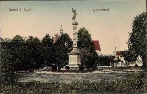 Ak Sondershausen im Kyffhäuserkreis Thüringen, Ansicht vom Kriegerdenkmal