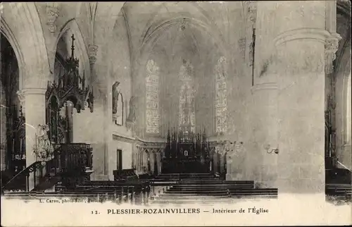 Ak Plessier Rozainvillers Somme, Intérieur de l'Eglise, Innenansicht der Kirche, Kanzel, Altar