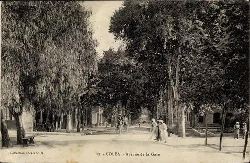 Ak Colea Kolea Algerien, Avenue de la Gare, Straße, Passanten