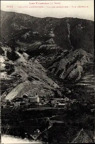 Ak Ordino Andorra, Vue générale, Ortschaft mit Landschaftsblick