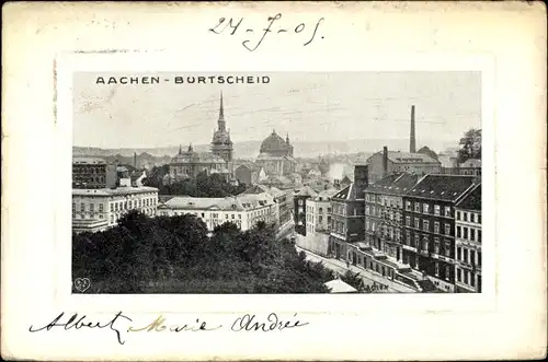 Präge Passepartout Ak Burtscheid Aachen, Teilansicht der Stadt