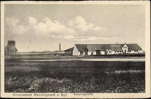 Ak Wennigstedt Braderup auf Sylt, Blick vom Feld auf die Bauerngehöfte