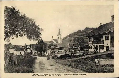 Ak Oberstaufen im Oberallgäu, Immenstädter Straße, Kirche