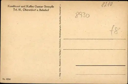 Ak Oberstdorf im Oberallgäu, Konditorei und Kaffee Gustav Stempfle, Innenansicht