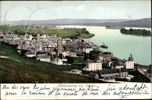 Ak Rüdesheim am Rhein Hessen, Blick auf den Ort mit Umgebung