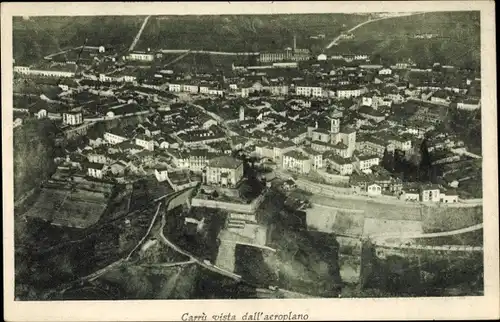 Ak Carru Piemont, Vista dall' aeroplano, Fliegeraufnahme, Stadtpanorama