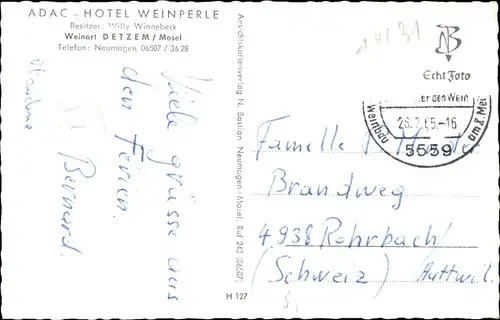 Ak Detzem Mosel Rheinland Pfalz, ADAC Hotel Weinperle, Bes. Willy Winnebeck