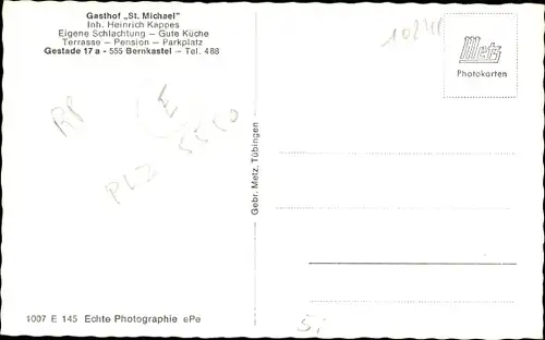 Ak Bernkastel Kues im Moseltal, Gasthof St. Michael, Inh. Heinrich Kappes