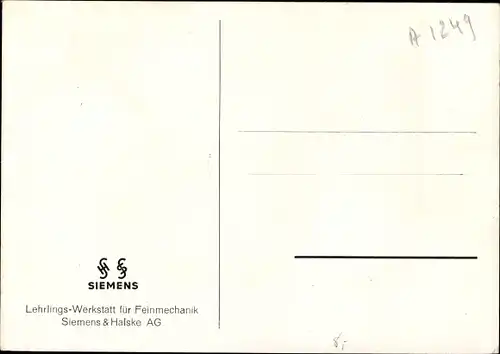 Ak Lehrlingswerkstatt für Feinmechanik, Siemens & Halske AG