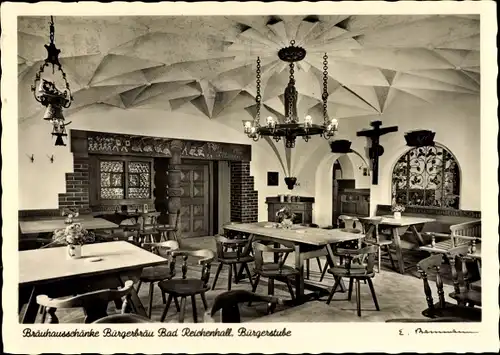 Ak Bad Reichenhall in Oberbayern, Brauhausschänke Bürgerbräu, Brauerei Ausschank