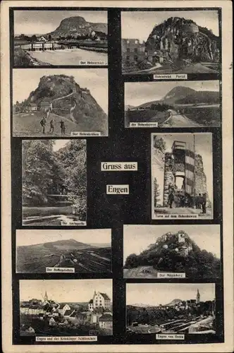 Ak Engen im Hegau, Hohentwiel, Hohenkrähen, Aschquelle, Turm