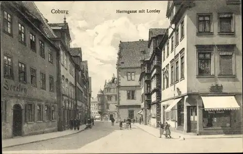 Ak Coburg in Oberfranken, Herrngasse mit Loreley