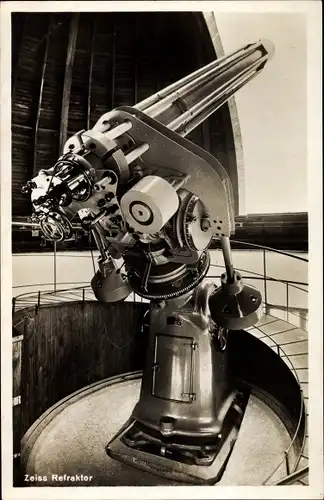 Ak Zeiss Refraktor, Teleskop in einer Sternwarte