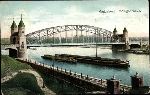 Ak Magdeburg an der Elbe, Blick auf die Königsbrücke