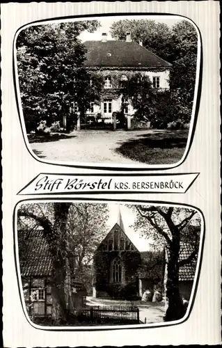 Ak Börstel Berge in Niedersachsen, Teilansichten, Herrenhaus, Kirche