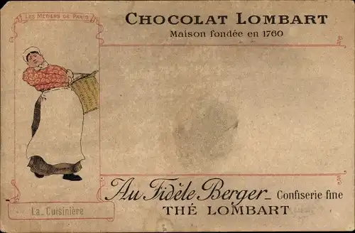 Künstler Ak Chocolat Lombart, Au Fidèle Berger, Thé Lombart, La Cuisinière