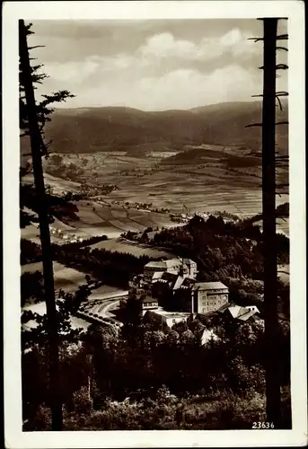 Ak Lázně Jeseník Gräfenberg Freiwaldau Reg. Olmütz, Blick auf Ortschaft und Umgebung von oben