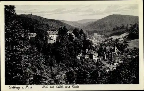 Ak Stolberg Südharz, Blick auf Schloss und Kirche