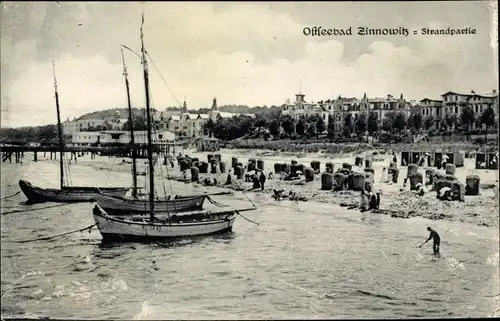 Ak Ostseebad Zinnowitz auf Usedom, Strandpartie