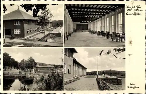 Ak Oberhof im Thüringer Wald, Wandelhalle, Seepartie, Brücke