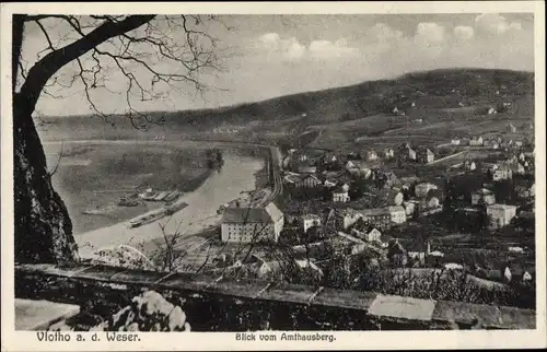 Ak Vlotho an der Weser, Blick auf Ortschaft und Umgebung, Flusspartie