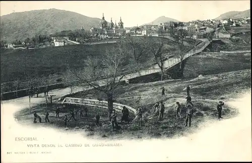 Ak San Lorenzo de El Escorial Madrid, Vista desde el Camino de Guadarrama, Stadtpanorama